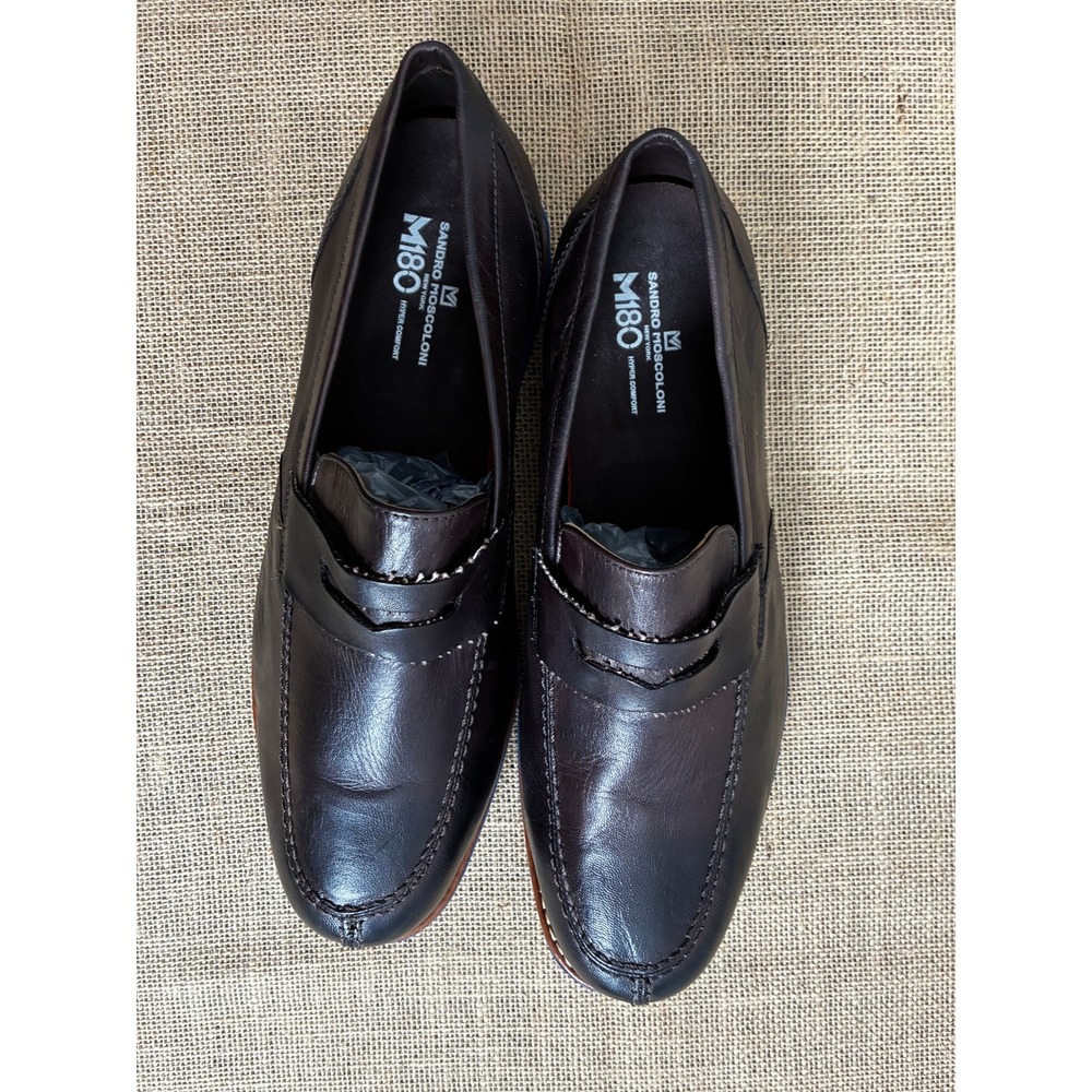 Sandro Moscoloni M180 Hyper Comfort Brown Leather Penny Loafers Mens 10.5 D - Picture 3 of 7